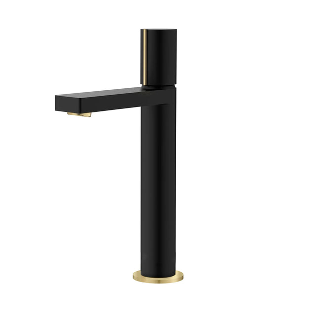 STYLISH Single Handle Bathroom Vessel Sink Faucet, Matte Black and Brushed Gold Finish B-122NG - Plumbing Market