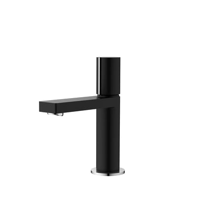 STYLISH Single Handle Modern Bathroom Basin Sink Faucet in Matte Black with Chrome accents Finish  B-104NC - Plumbing Market