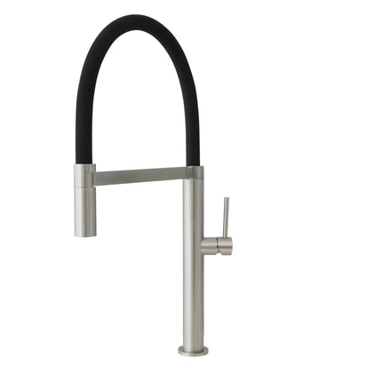 STYLISH Stainless Steel Single Handle Pull Out Dual Mode Kitchen Sink Faucet with Black Spout Hose K-140S - Plumbing Market