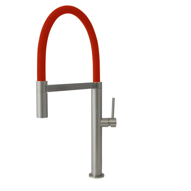 STYLISH Stainless Steel Single Handle Pull Out Dual Mode Kitchen Sink Faucet with Red Spout Hose K-140R - Plumbing Market