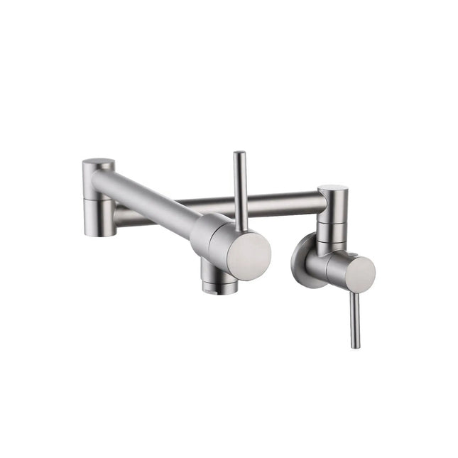 STYLISH Stainless Steel Wall Mount  Pot Filler Folding Stretchable with Single Hole Two Handles K-145S - Plumbing Market