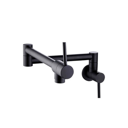 STYLISH Stainless Steel Wall Mount  Pot Filler Folding Stretchable with Single Hole Two Handles - Matte Black Finish K-145N - Plumbing Market