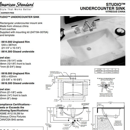 Under Counter Bathroom Sink