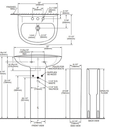 24-Inch Pedestal Sink