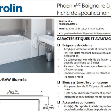 Mirolin Phoenix 60 x 30 Skirted Bathtub Left Drain Mirolin