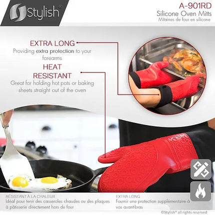 Stylish Heat Resistant Silicone Oven Gloves A-901RD - Plumbing Market