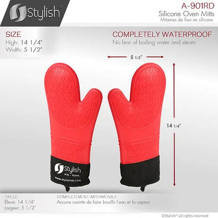 Stylish Heat Resistant Silicone Oven Gloves A-901RD - Plumbing Market