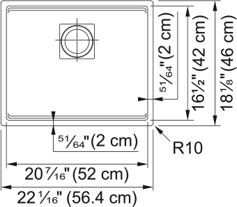 Franke Peak 22.06-in. x 18.21-in. Undermount Single Bowl Granite Kitchen Sink in Mocha Franke