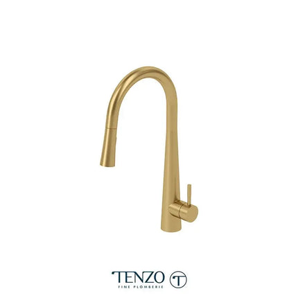 Tenzo Single-handle kitchen faucet Aviva with pull-down & 2-Function hand shower brushed gold AV130-BG - Plumbing Market