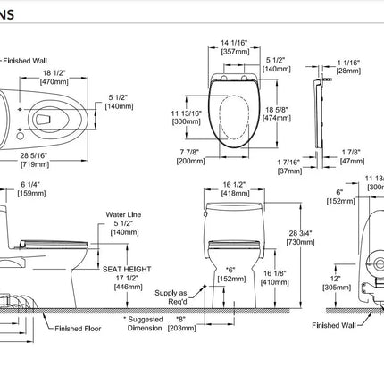 Toto Carlyle II 1.28 GPF Elongated Toilet Open Box - Plumbing Market