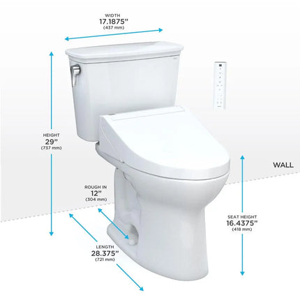 Toto Drake Transitional Two-piece Toilet With C5  Washlet Bidet Seat - 1.28 Gpf - Plumbing Market