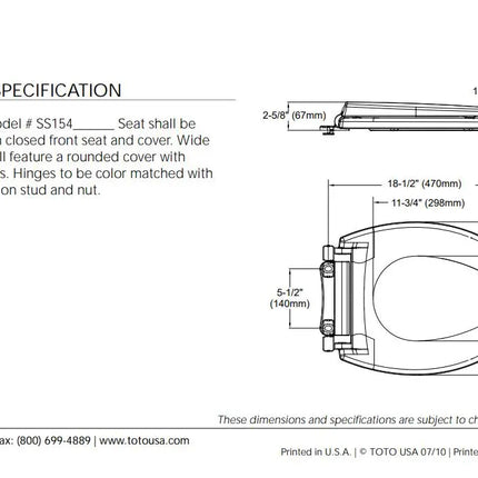 Toto Traditional Softclose Toilet Seat Elongated - Plumbing Market