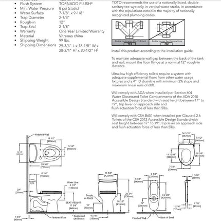 Toto Ultramax II 1.28GPF Elongated ADA Toilet With Seat - Plumbing Market