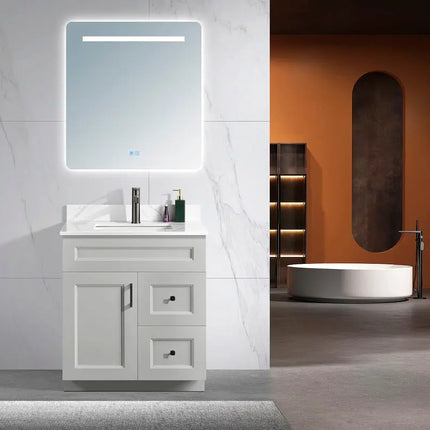 Zuuz Hampton Bathroom Vanity With Quartz Counter Top 30 Inch Right Doors - Plumbing Market