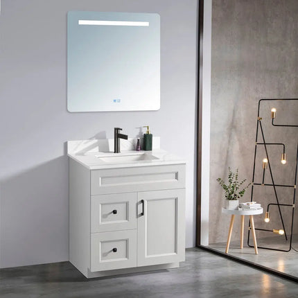 Zuuz Hampton Bathroom Vanity With Quartz Counter Top 30 Inch Left Doors - Plumbing Market