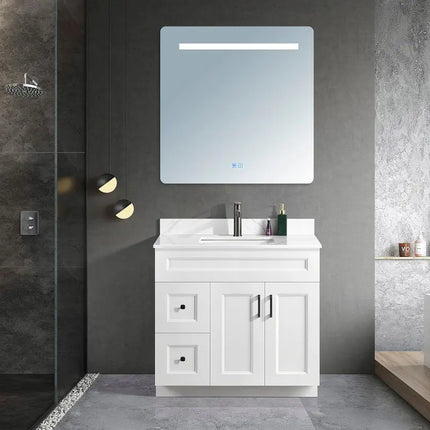 Zuuz Hampton Bathroom Vanity With Quartz Counter Top 36 Inch Left Doors - Plumbing Market