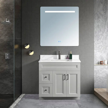 Zuuz Hampton Bathroom Vanity With Quartz Counter Top 36 Inch Left Doors - Plumbing Market