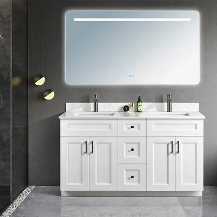 Zuuz Hampton Bathroom Vanity With Quartz Counter Top 60 Inch Double Sink - Plumbing Market