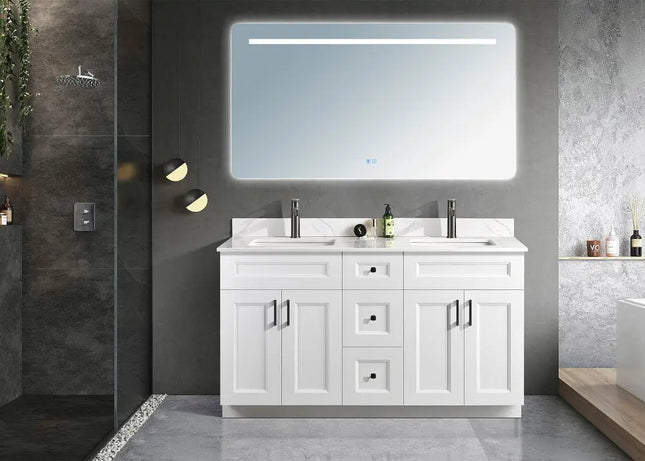 Zuuz Hampton Bathroom Vanity With Quartz Counter Top 60 Inch Double Sink - Plumbing Market