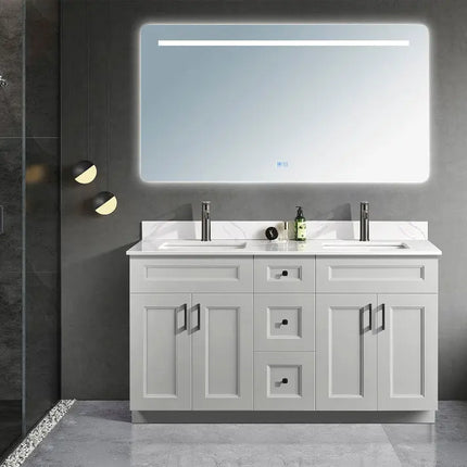 Zuuz Hampton Bathroom Vanity With Quartz Counter Top 60 Inch Double Sink - Plumbing Market