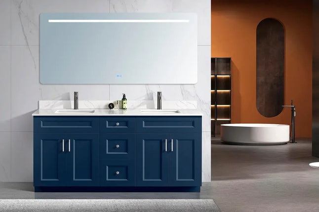 Zuuz Hampton Bathroom Vanity with Quartz Counter top 60 inch Double Sink (Copy) - Plumbing Market