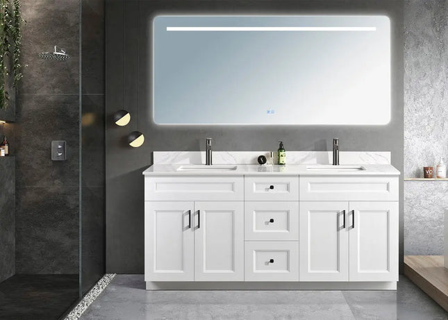 Zuuz Hampton Bathroom Vanity with Quartz Counter top 60 inch Double Sink (Copy) - Plumbing Market