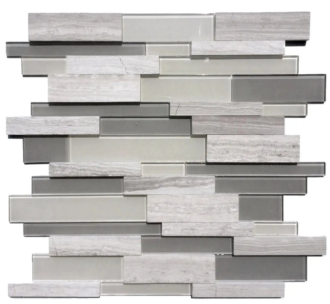 Zuuz Tile 3D Wooden Grey + Glass - Plumbing Market