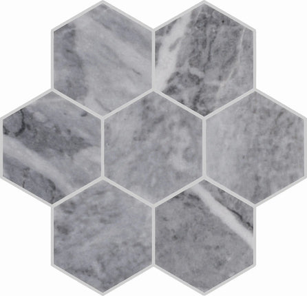 Zuuz Tile Large Hex Dark Grey Marble Pol - Plumbing Market