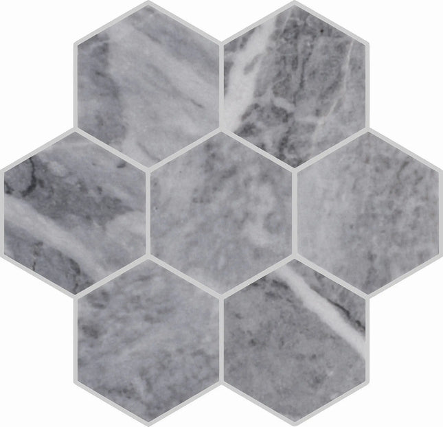 Zuuz Tile Large Hex Dark Grey Marble Pol - Plumbing Market