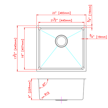 Bosco 208016 Builder Series Stainless Steel Kitchen Sink Bosco