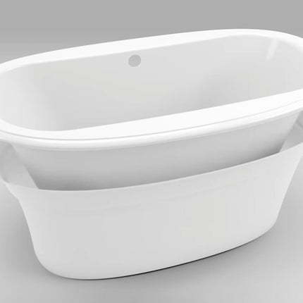 Sax 6032 AcrylX Freestanding End Drain Bathtub in White with White Skirt - Plumbing Market