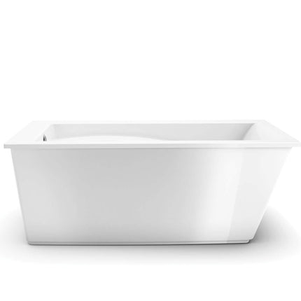 Optik 6032 F Acrylic Freestanding End Drain Bathtub in White with White Skirt - Plumbing Market