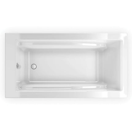 Optik 6032 F Acrylic Freestanding End Drain Bathtub in White with White Skirt - Plumbing Market