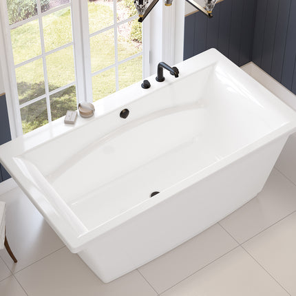 Optik 6636 F Acrylic Freestanding Center Drain Bathtub in White with White Skirt - Plumbing Market