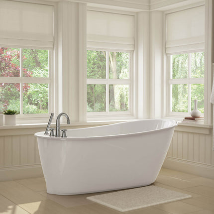 Sax 6032 AcrylX Freestanding End Drain Bathtub in White with White Skirt - Plumbing Market