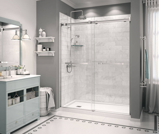 Zone Square 60 x 32 Acrylic Alcove or Corner Shower Base in White with Left-Hand Drain - Plumbing Market