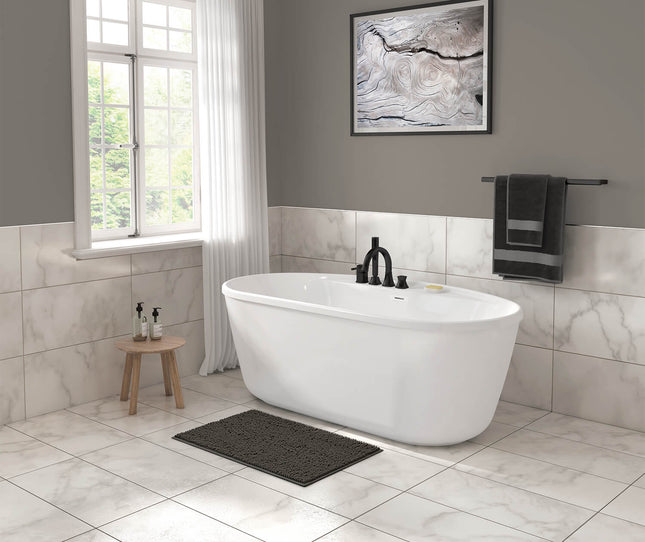 Eldora 5832 AcrylX Freestanding Center Drain Bathtub in White with White Skirt - Plumbing Market