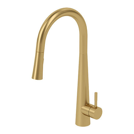 Tenzo Single-handle kitchen faucet Aviva with pull-down & 2-Function hand shower brushed gold AV130-BG - Plumbing Market