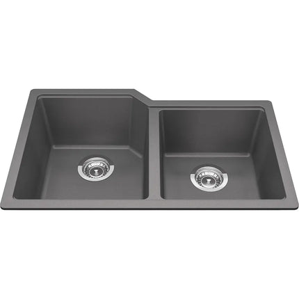 Kindred Granite 30.68" x 19.68" Undermount Double Bowl Kitchen Sink Shadow Grey MGC2031U-9SG Kindred