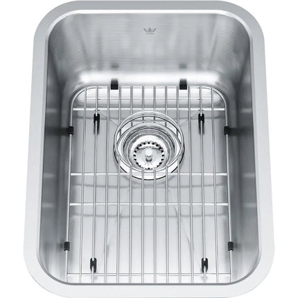 Kindred Single Bowl 13" x 18" Undermount Kitchen Sink Radiant Silk Stainless Steel KSS8UA-8D Kindred