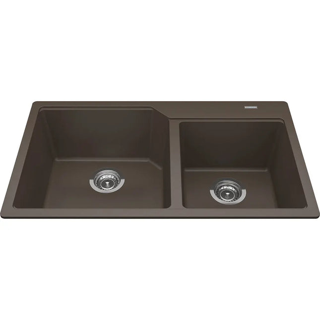 Kindred Granite 34" x 19.68" Drop-in Double Bowl Kitchen Sink Storm MGCM2034-9SM Kindred