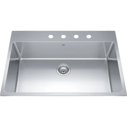 Kindred Brookmore 32.87" x 22" Drop in Single Bowl 4-Hole Stainless Steel Kitchen Sink BSL2233-9-4 Kindred