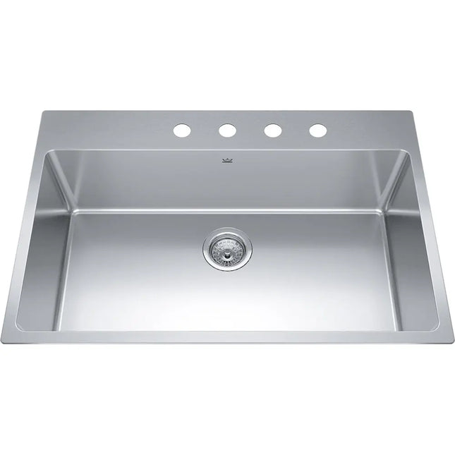 Kindred Brookmore 32.87" x 22" Drop in Single Bowl 4-Hole Stainless Steel Kitchen Sink BSL2233-9-4 Kindred