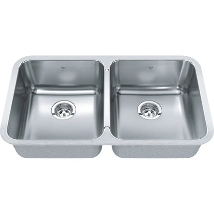 Kindred Steel Queen 32" x 18" Double Bowl Undermount 20 Gauge Kitchen Sink Stainless Steel QDUA1933-8 Kindred