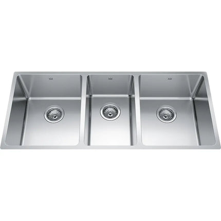 Kindred Brookmore 41.5" x 18.12" Undermount Triple Bowl Stainless Steel Kitchen Sink BTU1841-9 Kindred