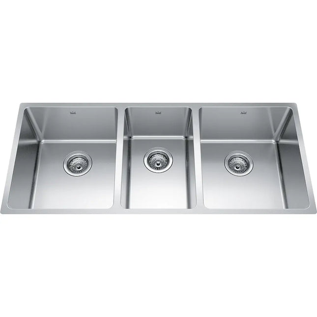 Kindred Brookmore 41.5" x 18.12" Undermount Triple Bowl Stainless Steel Kitchen Sink BTU1841-9 Kindred