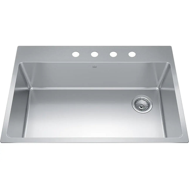 Kindred Brookmore 32.87" x 22" Drop in 4-Hole Stainless Steel Kitchen Sink with Offset Drain BSL2233-9-4OW Kindred