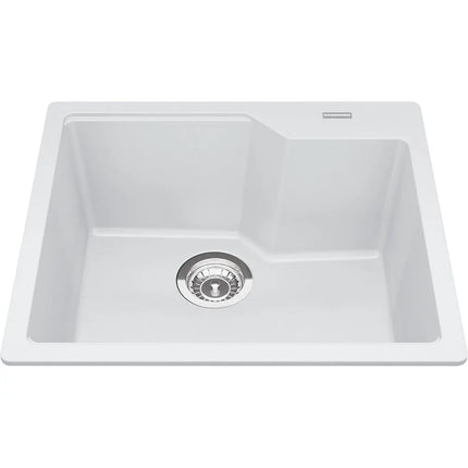 Kindred Granite Series 22" x 19.68" Drop-In Single Bowl Granite Kitchen Sink in Polar White MGSM2022-9PWT Kindred