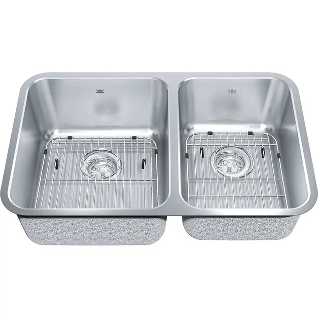 Kindred 29" x 18" Double Bowl Undermount 18 Gauge Sink Stainless Steel KSC2RUA-9D Kindred