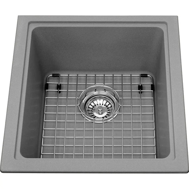 Kindred Sanitized Granite 16" x 18" Single Bowl Undermount Kitchen Sink Stone Grey KGS3U-8SG Kindred